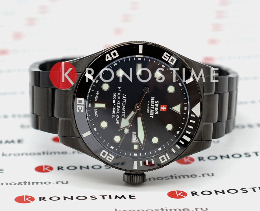 Часы Swiss Military by Chrono Diver SMA34075.04 — мужские, нержавеющая сталь с pvd-покрытием