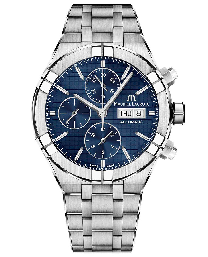 Часы Maurice Lacroix Aikon Automatic Chronograph AI6038-SS002-430-1 — мужские, синий