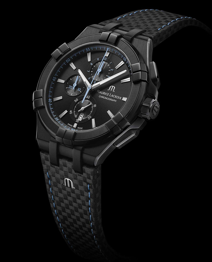 Часы Maurice Lacroix Aikon Chronograph AI1018-PVB01-337-1 — черный, сталь металл