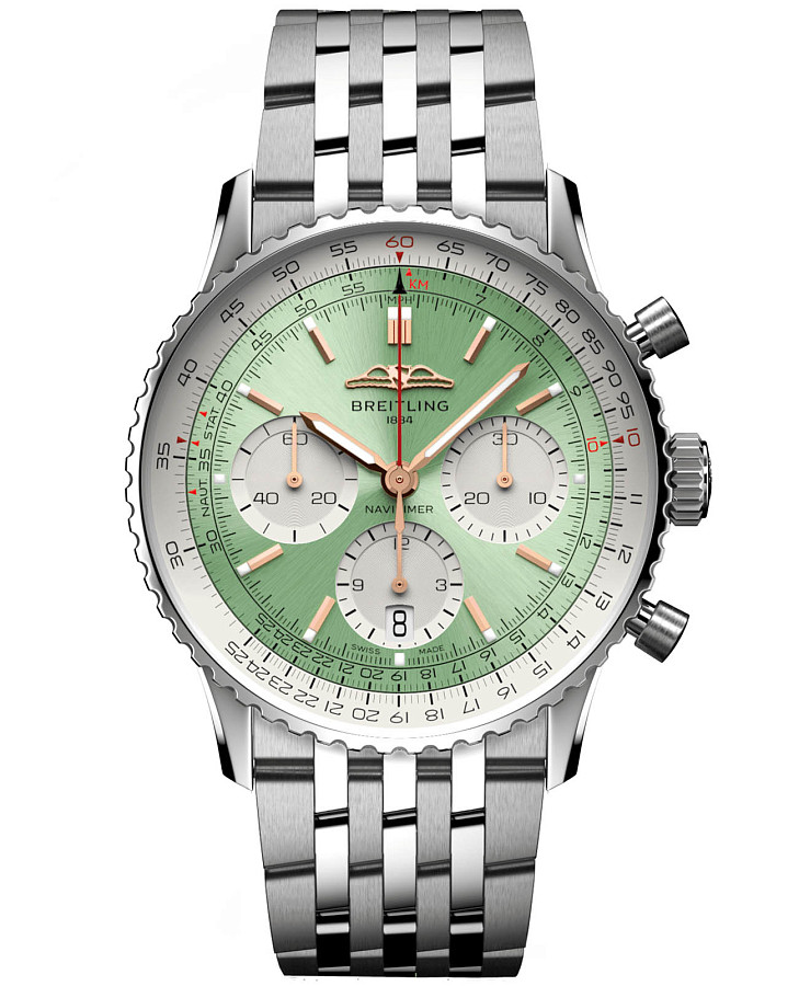 Часы Breitling Navitimer B01 Chronograph 41 AB0139211L1A1 — мужские, зеленый