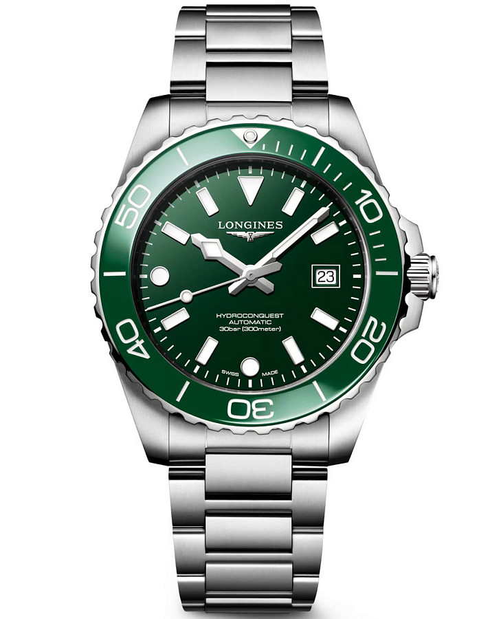 Часы Longines HydroConquest L3.788.4.06.6 — мужские, зеленый