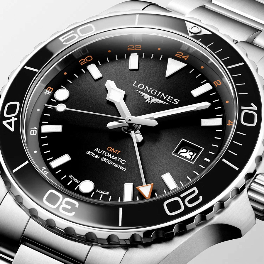 Часы Longines Hydroconquest GMT L3.890.4.56.6 — механические, сталь металл