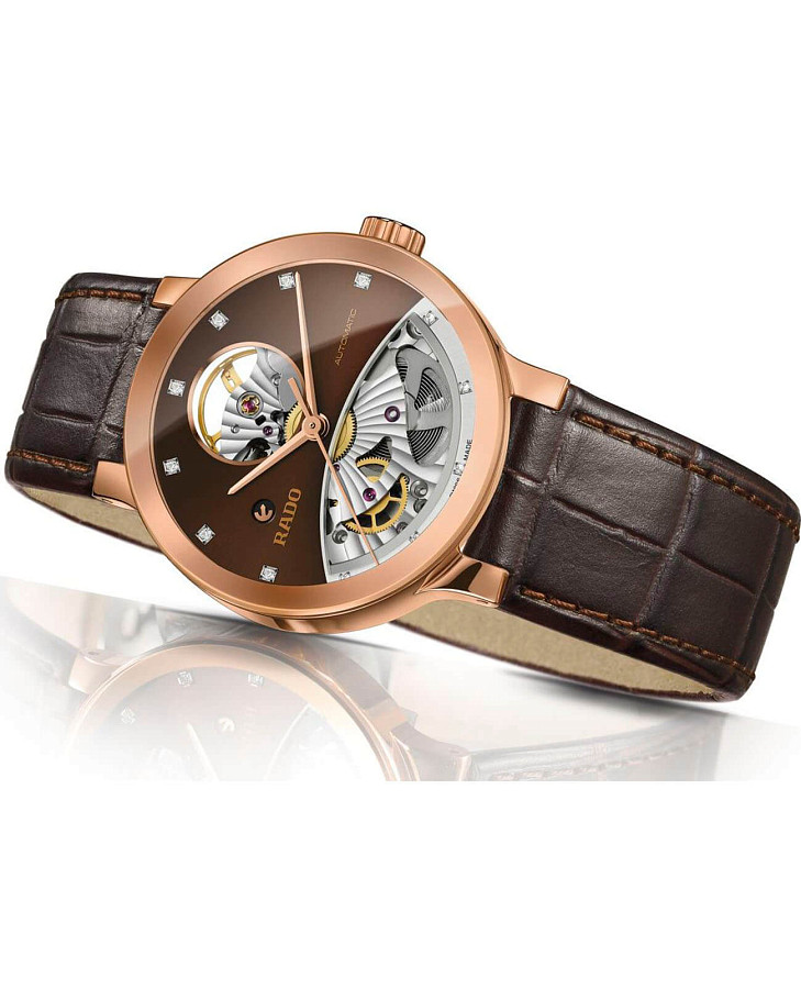Часы Rado Centrix Automatic Diamonds Open Heart R30248715 — кожаный, женские