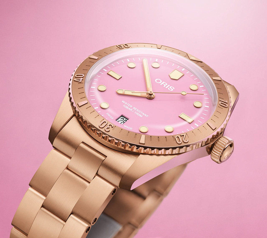 Часы Oris Divers Sixty‑Five 'Cotton Candy' 01 733 7771 3158-07 8 19 15 — бронза, Швейцария