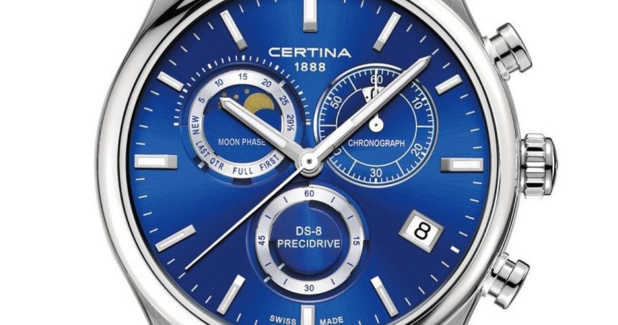 Часы Certina DS-8 Chronograph Moon Phase C033.450.11.041.00 — 18-каратное желтое золото, мужские