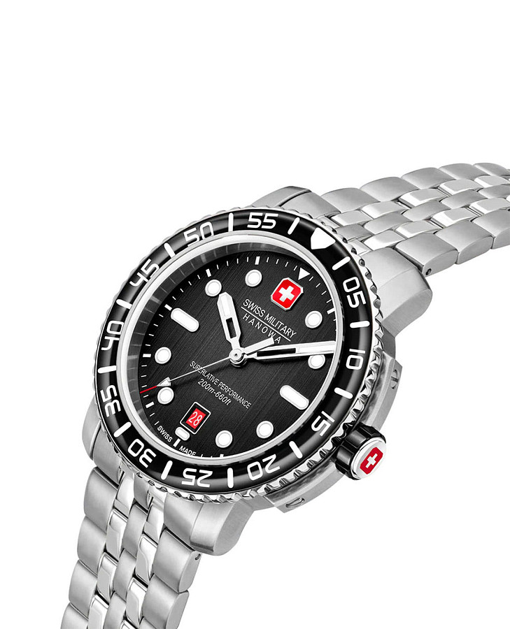 Часы Swiss Military Hanowa Black Marlin SMWGH0001702 — черный, сталь металл
