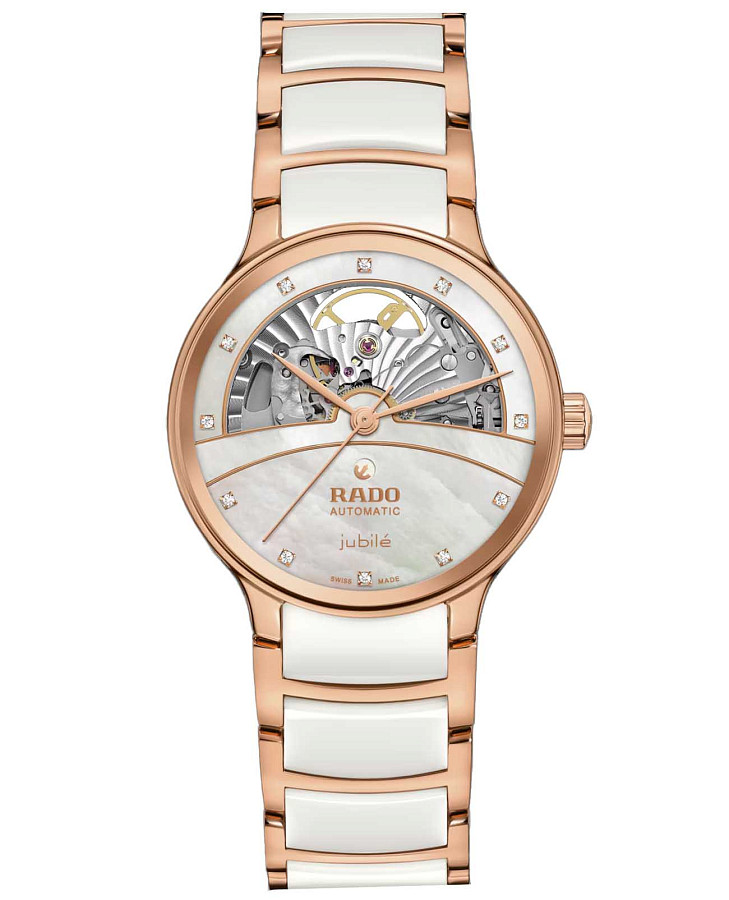 Часы Rado Centrix Automatic Diamonds Open Heart R30029922 — женские, перламутровый
