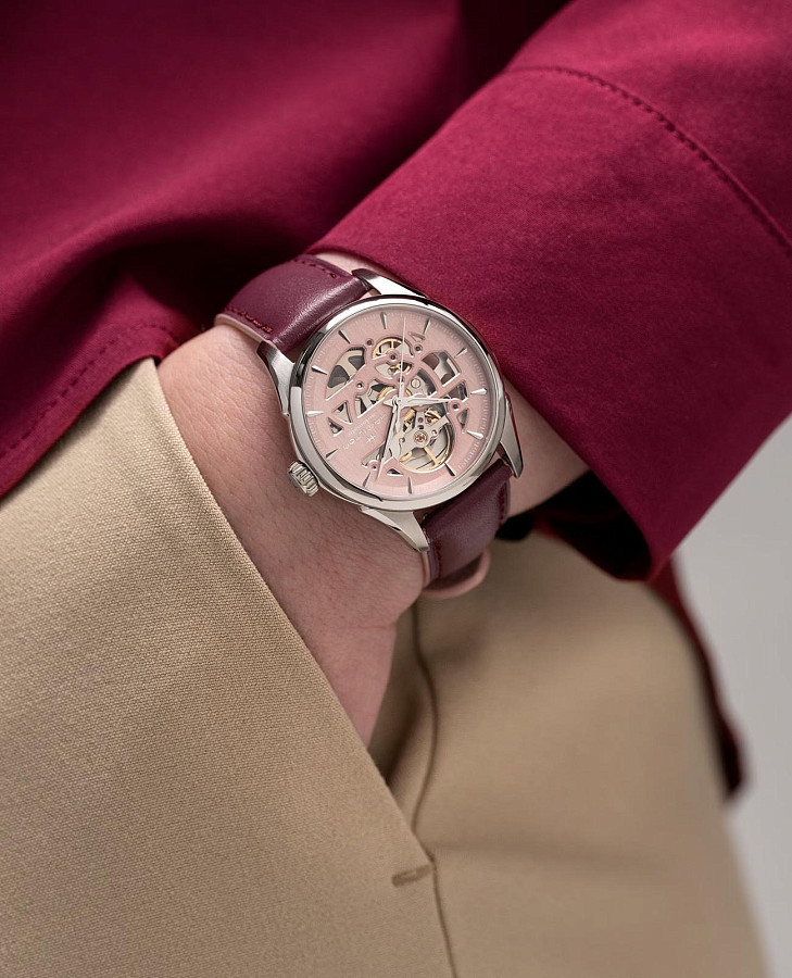 Часы Hamilton Jazzmaster Skeleton Lady Auto H32265870 — розовый, сталь