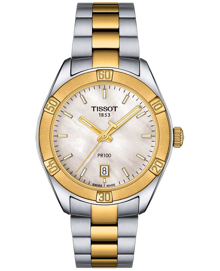 Часы Tissot PR 100 Sport Chic T101.910.22.111.00 — женские, перламутровый