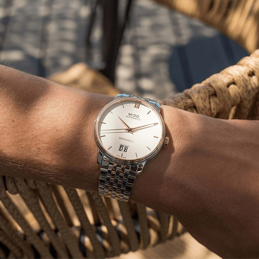 Часы Mido Baroncelli Big Date M027.426.22.018.00 — сталь c pvd покрытием, мужские