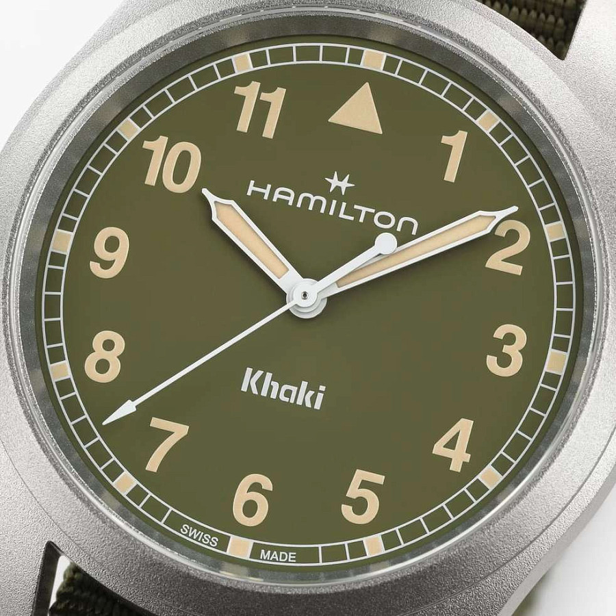 Часы Hamilton Khaki Field Quartz 38mm H69401960 — зеленый, сталь
