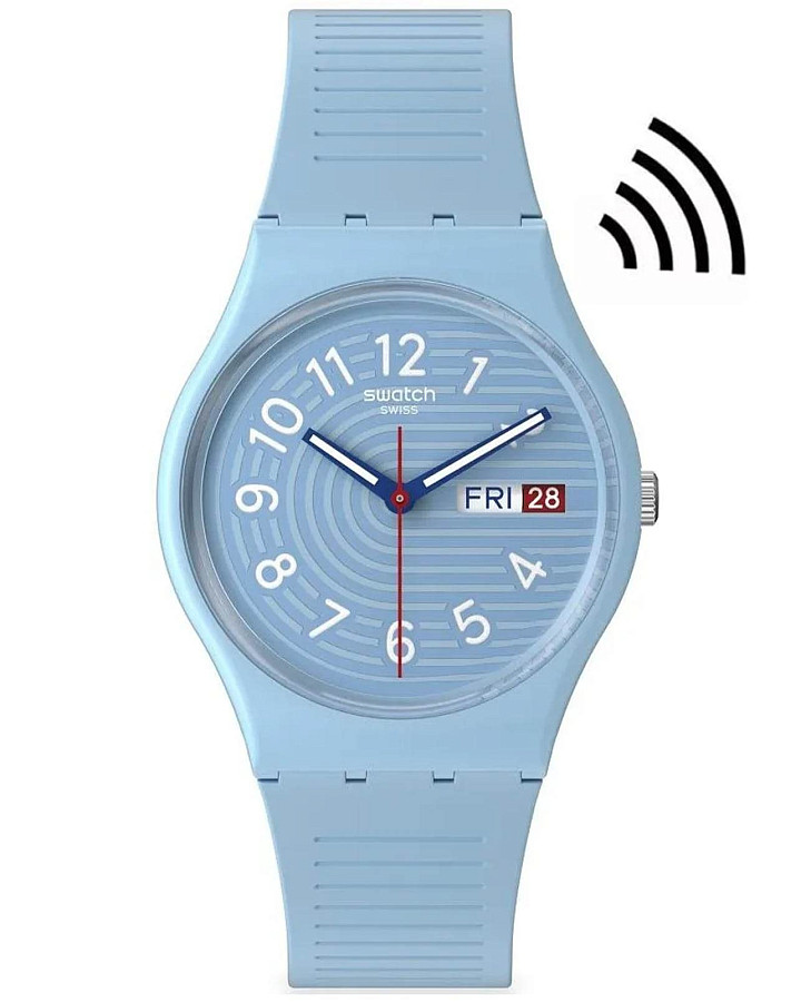 Часы Swatch Gent Biosourced Swatch Pay! SO28S104-5300 — женские, голубой