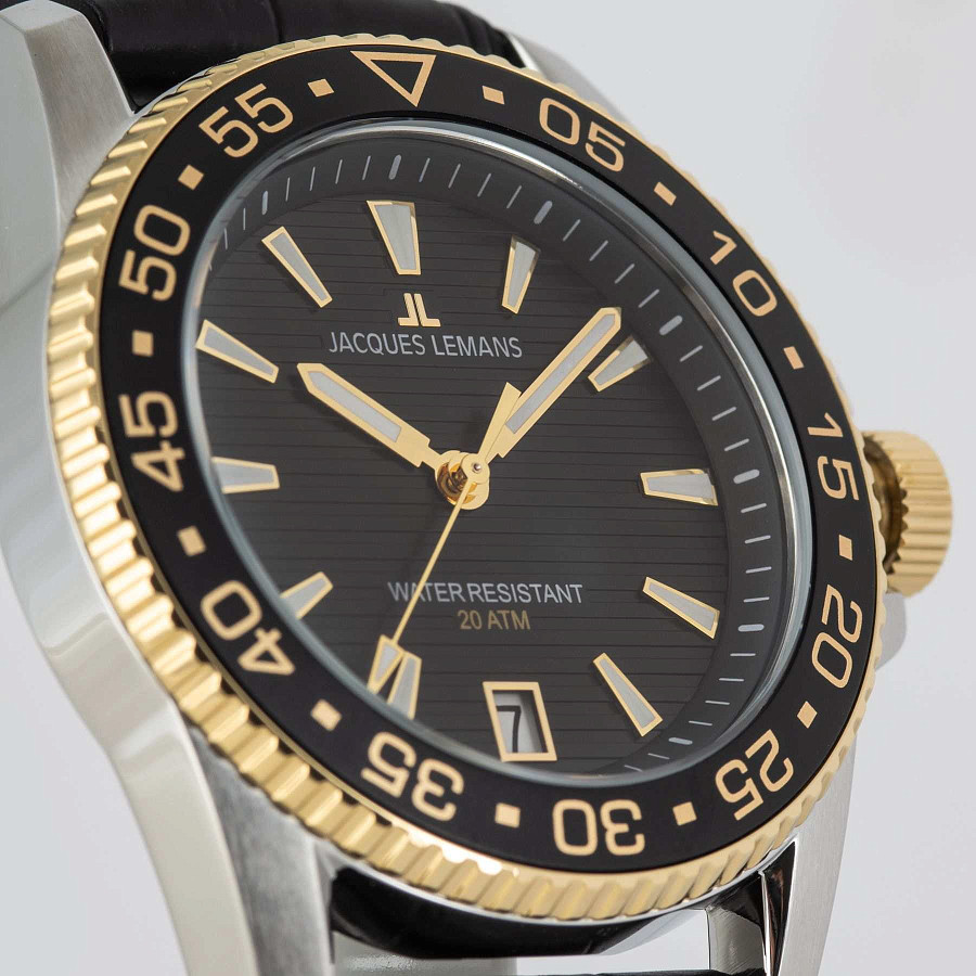 Часы Jacques Lemans Liverpool Diver 1-2205G — кварцевые, сталь металл