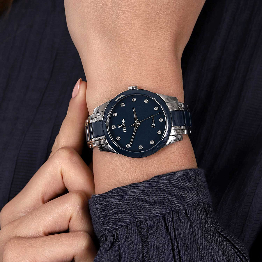 Часы Festina Ceramic F20499/2 — кварцевые, сталь металл керамика