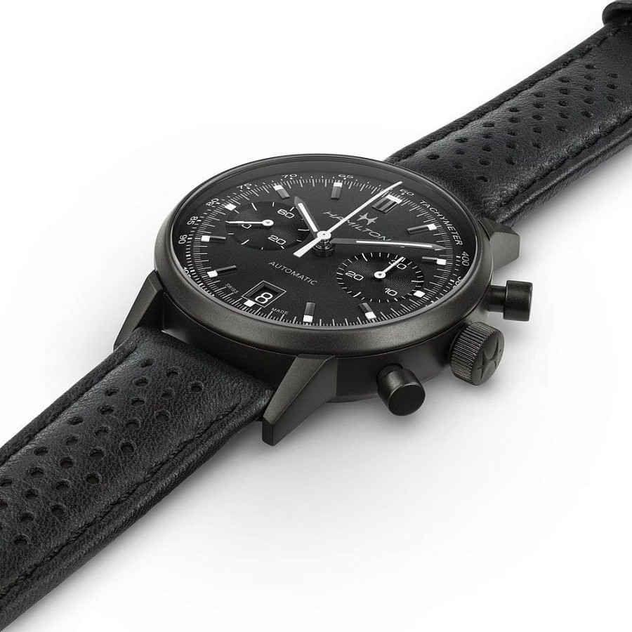 Часы Hamilton American Classic Intra-matic Autochrono Full Black H38446730 — механические, сталь