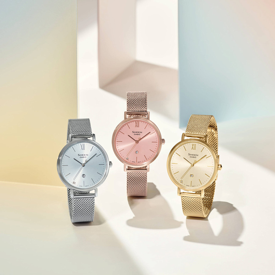 Часы Casio Sheen SHE-4539SM-2A — сталь металл, сталь с ip покрытием