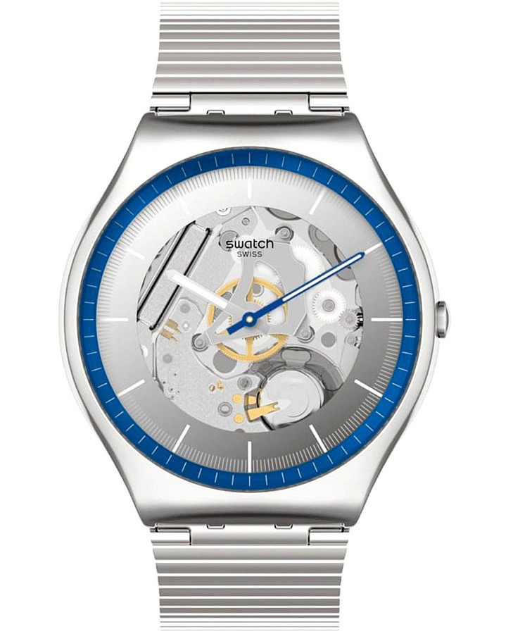 Часы Swatch Skin Irony Ringing In Blue SS07S116GG — мужские, серебристый