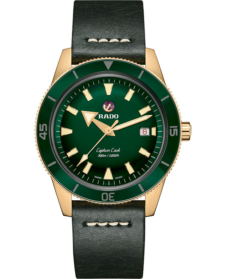 Часы Rado Captain Cook Automatic Bronze R32504315 — мужские, зеленый