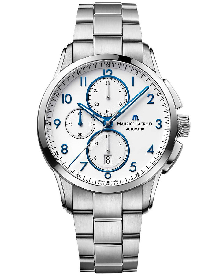 Часы Maurice Lacroix Pontos Chronograph 43mm PT6388-SS002-120-1 — мужские, белый