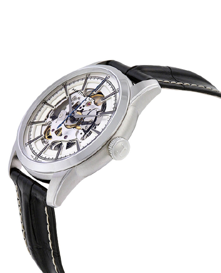 Часы Hamilton American Classic RailRoad Skeleton Auto H40655751 — кожаный, мужские