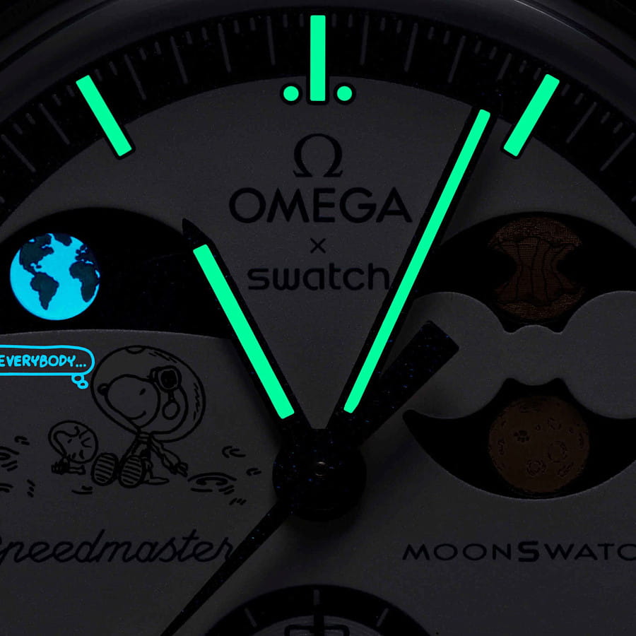 Часы Swatch x Omega Bioceramic Moonswatch Mission to The SuperBlue Moonphase SO33N704L — нейлон, мужские