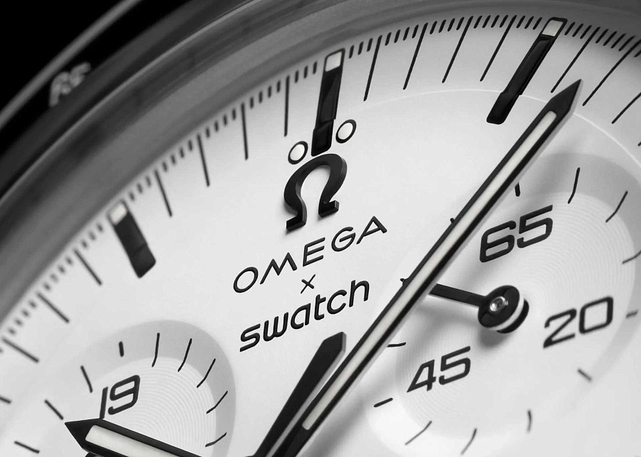 Часы Swatch x Omega Bioceramic Moonswatch 1965 SO33M106 — мужские, нейлон