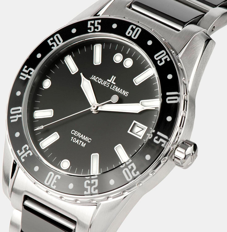Часы Jacques Lemans High Tech Ceramic 42-12A — сталь + керамические вставки, женские