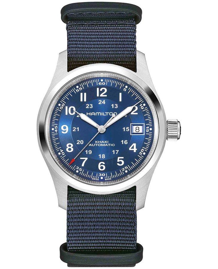 Часы Hamilton Khaki Field Auto 38mm H70455940 — мужские, синий
