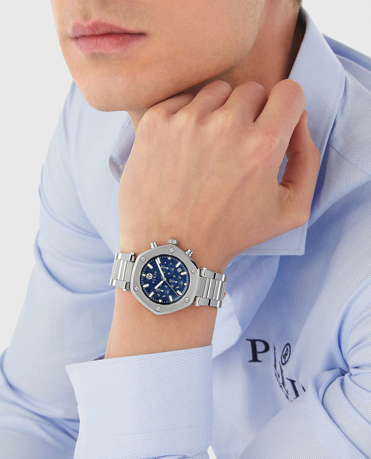 Часы Philipp Plein The Hexagon Chrono PWZBA0323 — кварцевые, металл сталь