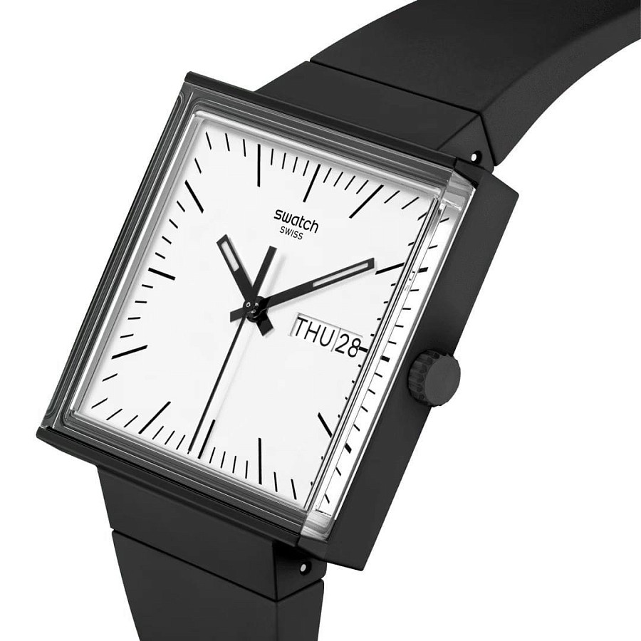 Часы Swatch Square Bioceramic Standard SO34B700 — кварцевые, биокерамика