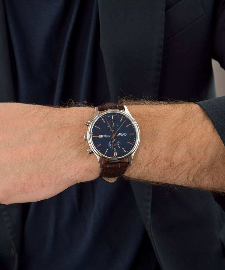 Часы Atlantic Seabase Quartz Chronograph Edition 64452.41.51R — синий, металл сталь