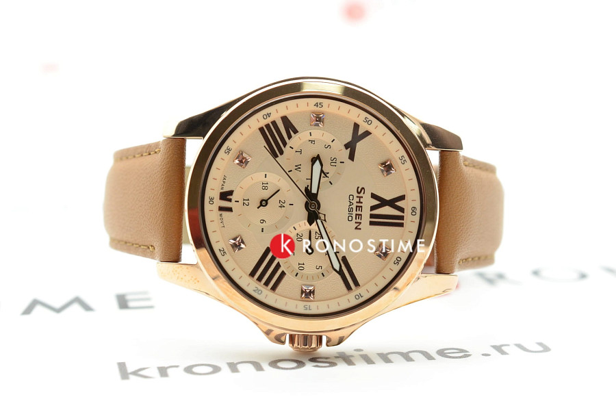 Часы Casio Sheen SHE-3806GL-9AUER — кожаный, женские