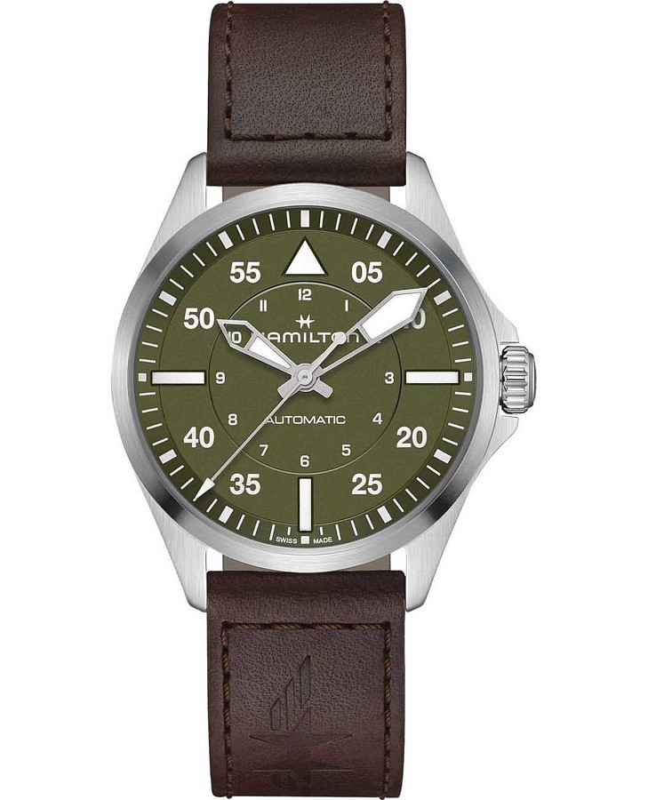 Часы Hamilton Khaki Aviation Pilot Auto H76305560 — мужские, зеленый