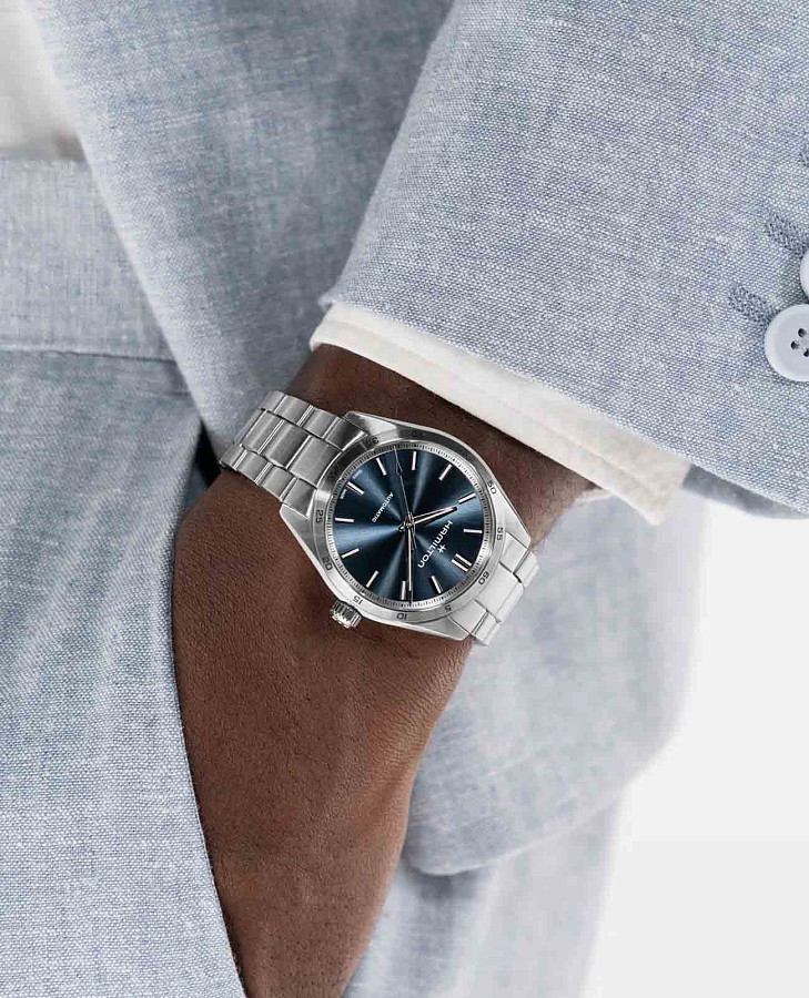 Часы Hamilton Jazzmaster Performer Auto H36235140 — синий, сталь металл