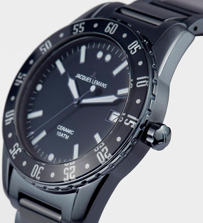 Часы Jacques Lemans High Tech Ceramic 42-10E — сталь + pvd + керамика, мужские