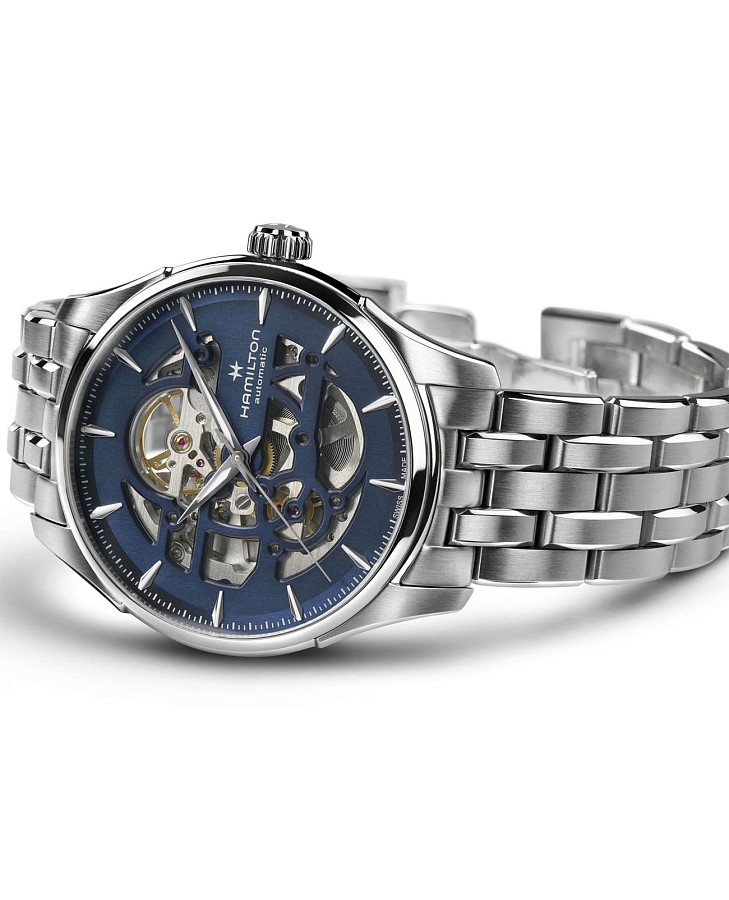 Часы Hamilton Jazzmaster Skeleton Auto H42535141 — синий, сталь