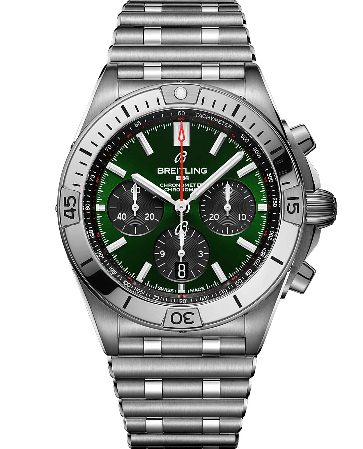 Часы Breitling Chronomat B01 42 AB0134101L1A1 — мужские, зеленый