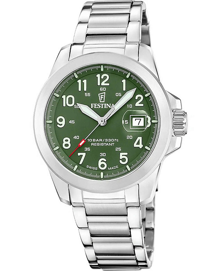Часы Festina Swiss Made F20081/3 — мужские, зеленый