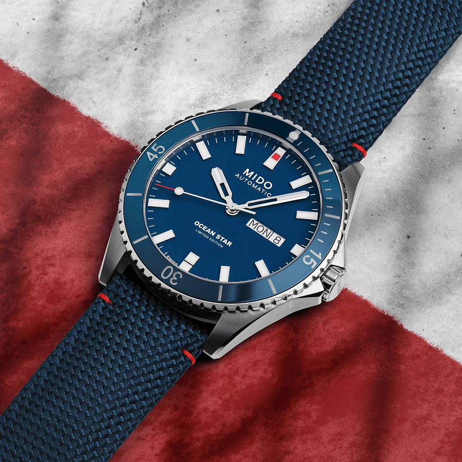 Часы Mido Ocean Star 20th Anniversary Inspired by Architecture 200 M026.430.17.041.01 — мужские, тканевый