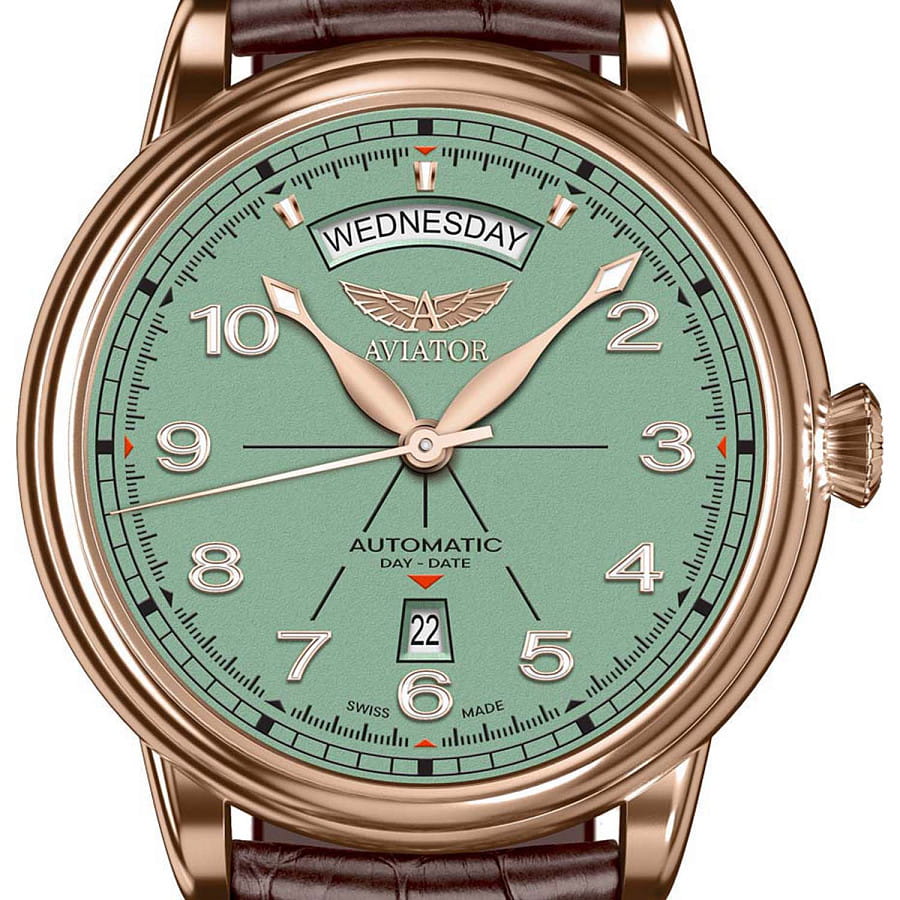 Часы Aviator Douglas Day-Date V.3.44.2.404.4 — механические, металл сталь