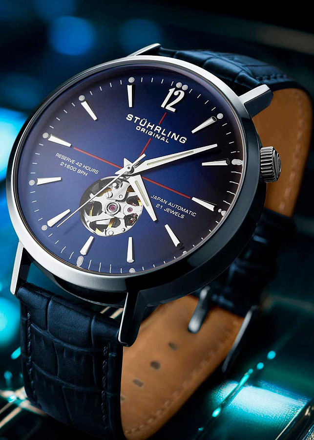 Часы Stuhrling Quasar 1021.02 — кожаный, мужские