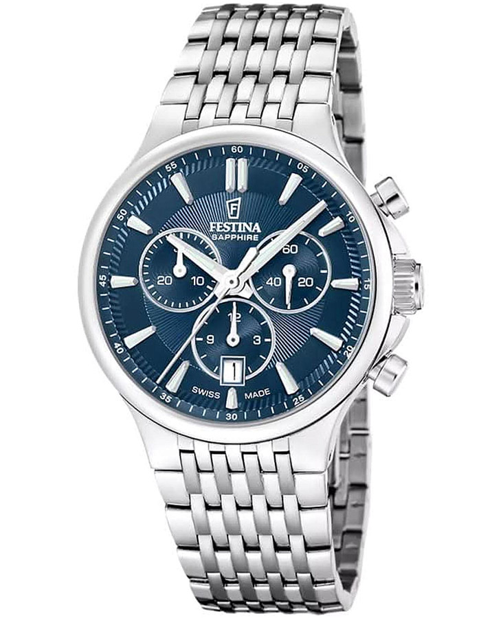Часы Festina Swiss Made Chrono F20093/2 — мужские, синий