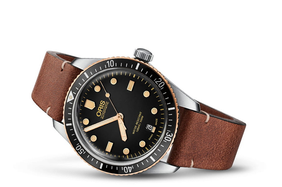 Часы Oris Divers Sixty‑Five 01 733 7707 4354-07 5 20 45 — механические, сталь бронза