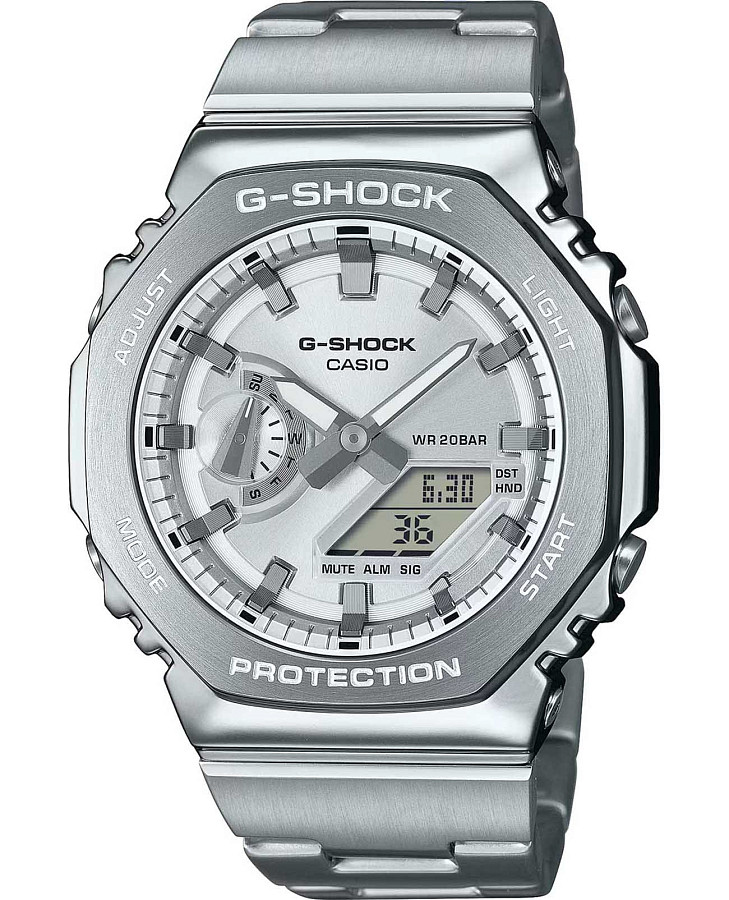 Часы Casio G-Shock GM-2110D-7A — мужские, серебристый
