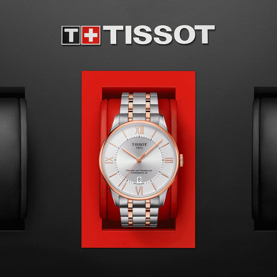 Часы Tissot Chemin des Tourelles Powermatic 80 T099.407.22.038.02 — сталь c pvd покрытием, мужские