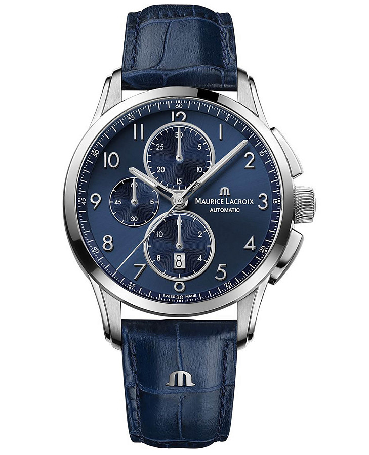 Часы Maurice Lacroix Pontos Chronograph 43mm PT6388-SS001-420-4 — мужские, синий