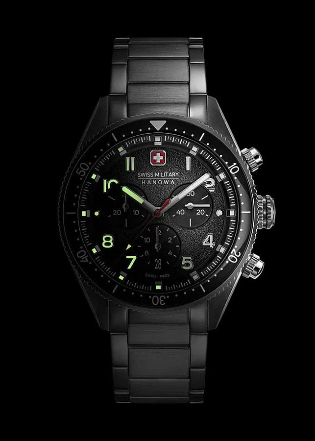 Часы Swiss Military Hanowa Greyhound SMWGI0003803 — черный, металл сталь