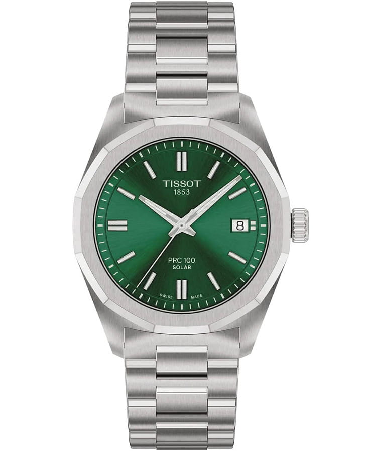 Часы Tissot PRC 100 Solar Quartz 34 mm T151.822.11.091.00 — женские, зеленый