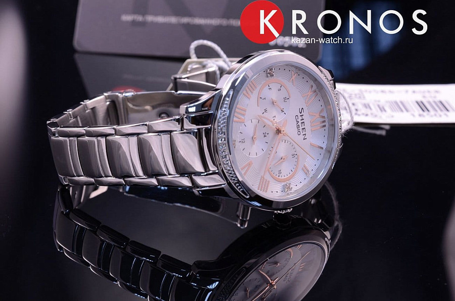 Часы Casio Sheen SHE-3058D-7A — сталь, Япония