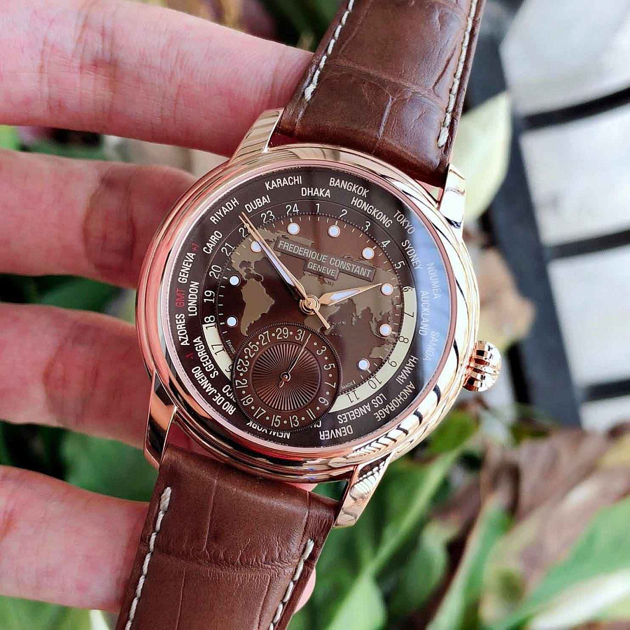 Часы Frederique Constant Worldtimer Manufacture FC-718BRWM4H4 — мужские, кожаный